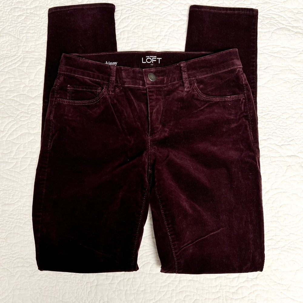 NWOT, Loft Wine/Burgundy Micro-cut Cords